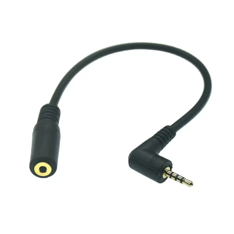 4 Pole Stereo 2.5mm Male To Female Jack 90 Right Angled Audio Adaptor 2.5mm Cable For Sound Card / Bluetooth / Car / Dash Cam