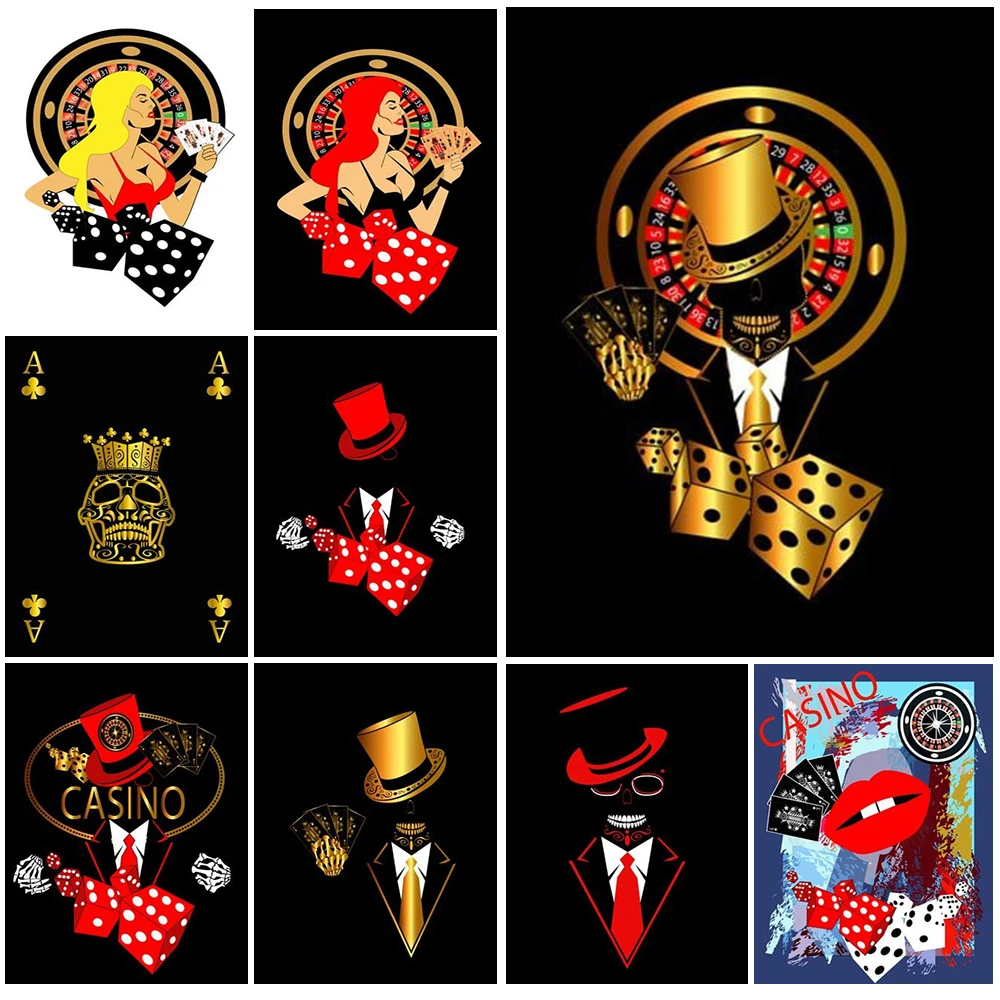 

Poker Dice Casino Playing Car Wall Pictures For Living Room Gambling House Decor Nordic Poster Wall Art Canvas Painting Unframed