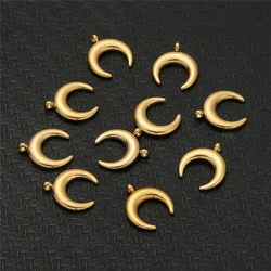 10PCS/lot Stainless Steel Moon Charms Pendants for Jewelry Making DIY Necklace Bracelet Moon Pendants Handmade Accessories