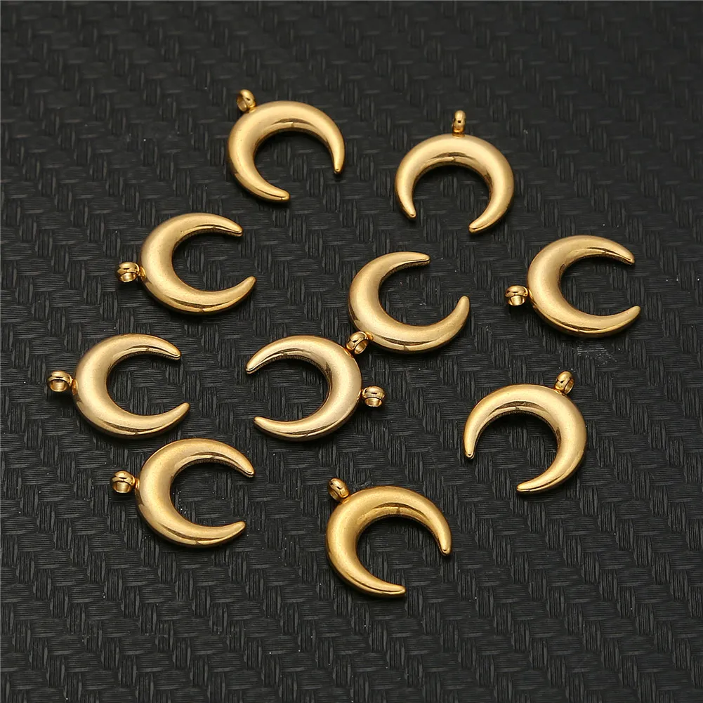 10 sztuk/partia księżyc ze stali nierdzewnej Charms wisiorki do tworzenia biżuterii naszyjnik DIY bransoletka księżyc wisiorki akcesoria do rękodzieła