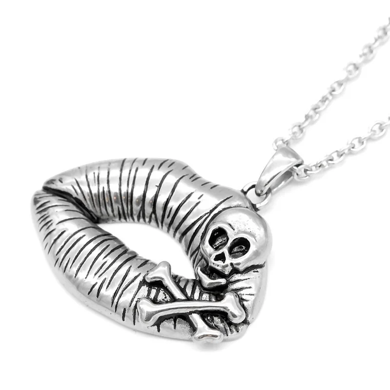 Men's Women's Universal Retro Creative Lips Skull Embossed Pendant Necklace Anniversary Gift Jewelry Hip Hop Punk Wholesale