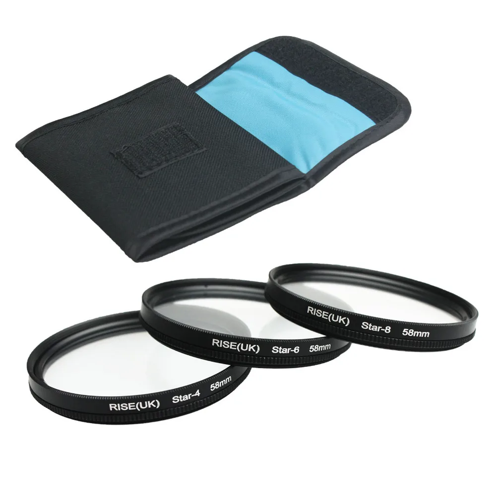 new arrive 58MM 4 6 8 Point Star Filter Kit for Canon EF 18-55mm 50mm 85mm Camera Lens