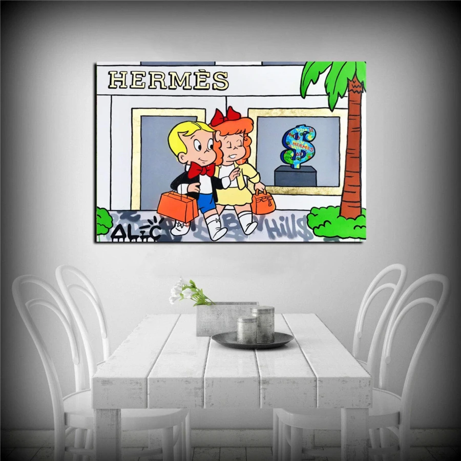 Impresiones de carteles, Graffiti, decoración del hogar, pintura en lienzo, Alec Monopoly, arte de pared, Richie Rich, moderno, compras, dormitorio, imágenes modulares