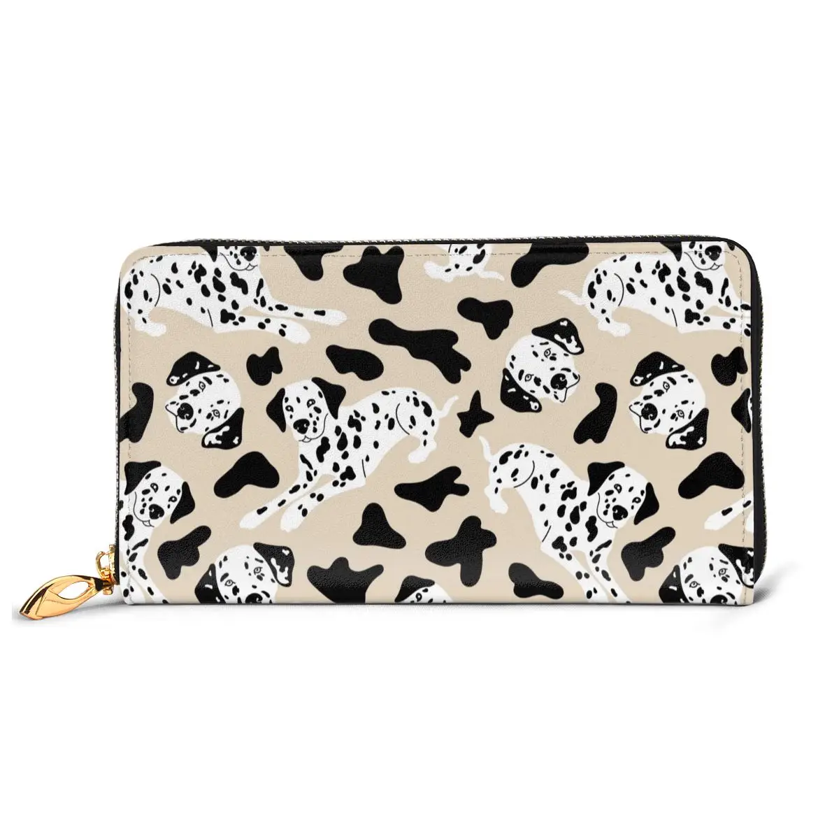 

NOISYDESIGNS Dalmatian Dog Print Genuine Leather Women Wallet Coin Purse Long Zipper Clutch Card Holder For Female Walets Pocket