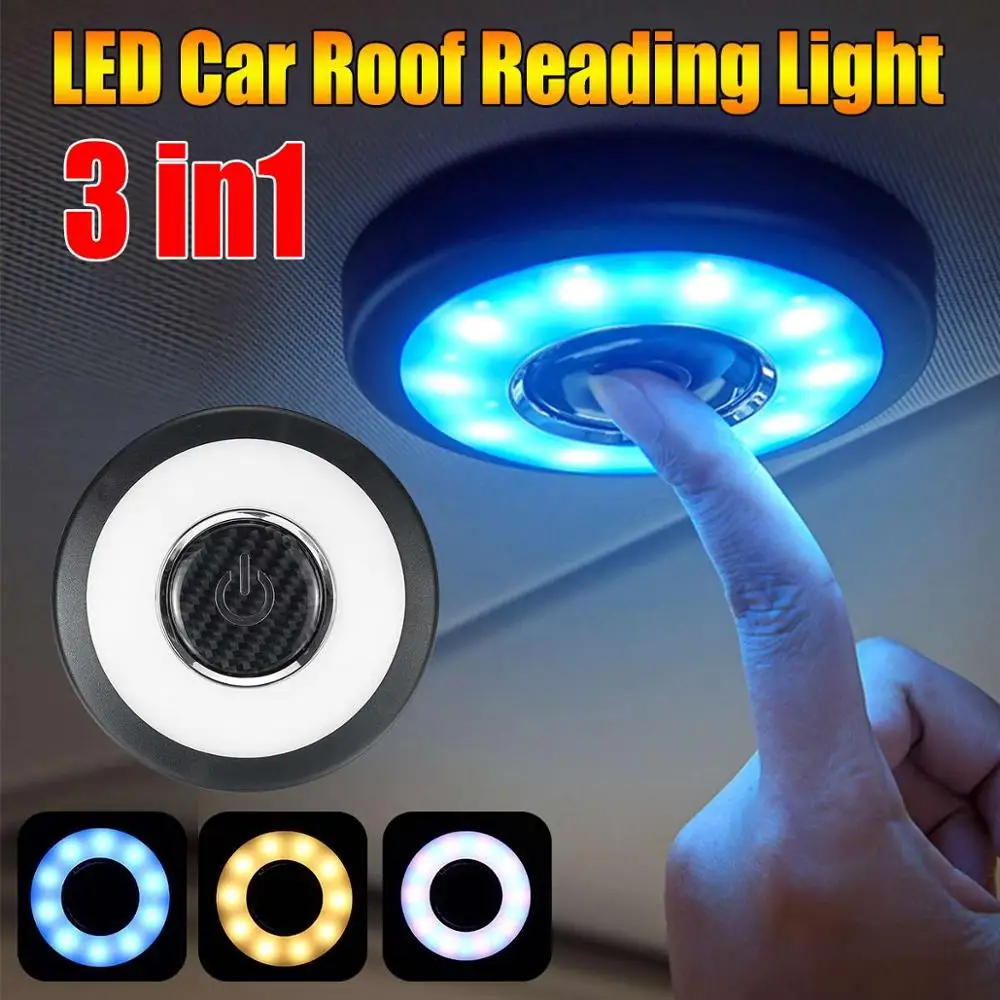 YSY 1PC USB Charging LED Light Portable Round Rechargeable Wireless Interior Reading Lamp Touch Type Car Interior Night Lights