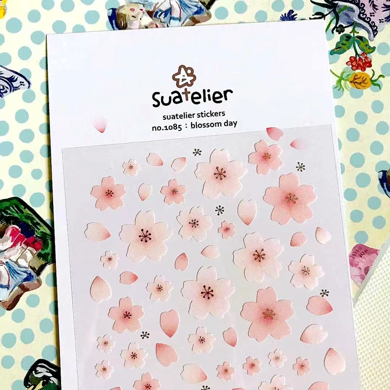 Sonia Blossom Day Sakura płatek naklejki Scrapbooking materiał pamiętnik śmieci Journal DIY Craft różowy wzór kwiatowy kartki dekoracyjne