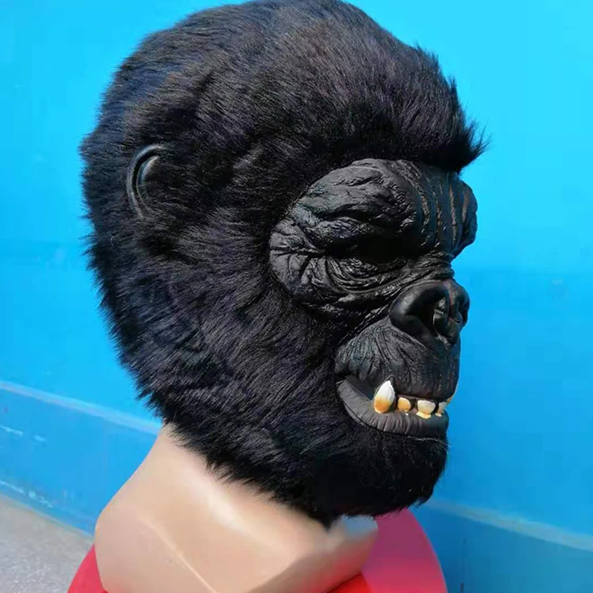 King Kong Maske Schimpanse Latex Erwachsene Clown Cosplay Anime Halloween Lustiges Gesicht Karneval Wilder Peter Jackson Schwarze Maske