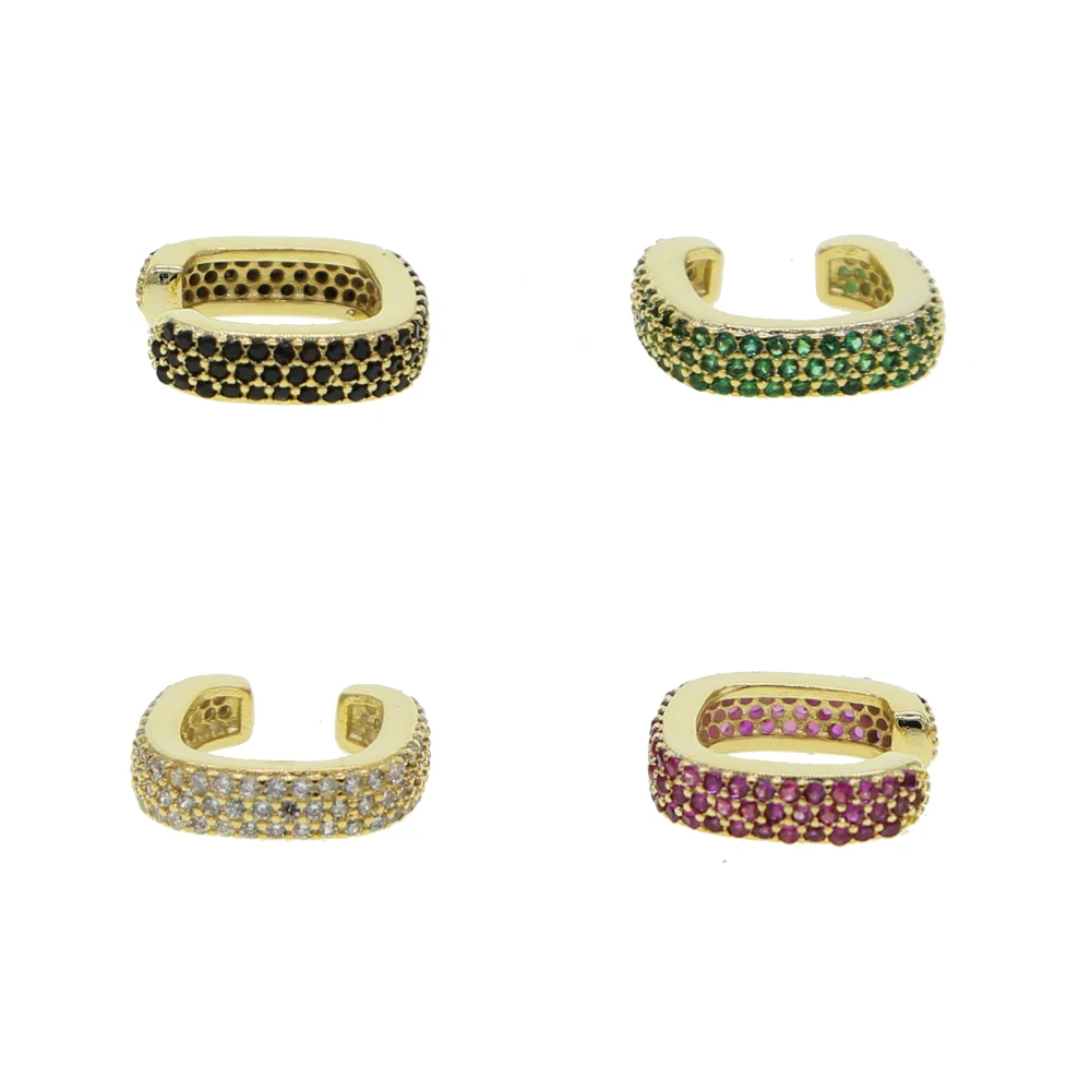 1 قطعة الملونة تشيكوسلوفاكيا ساحة كليب على القرط مايكرو تمهيد قوس قزح تشيكوسلوفاكيا هندسية لا ثقب متعدد قطعة مجوهرات النساء الموضة