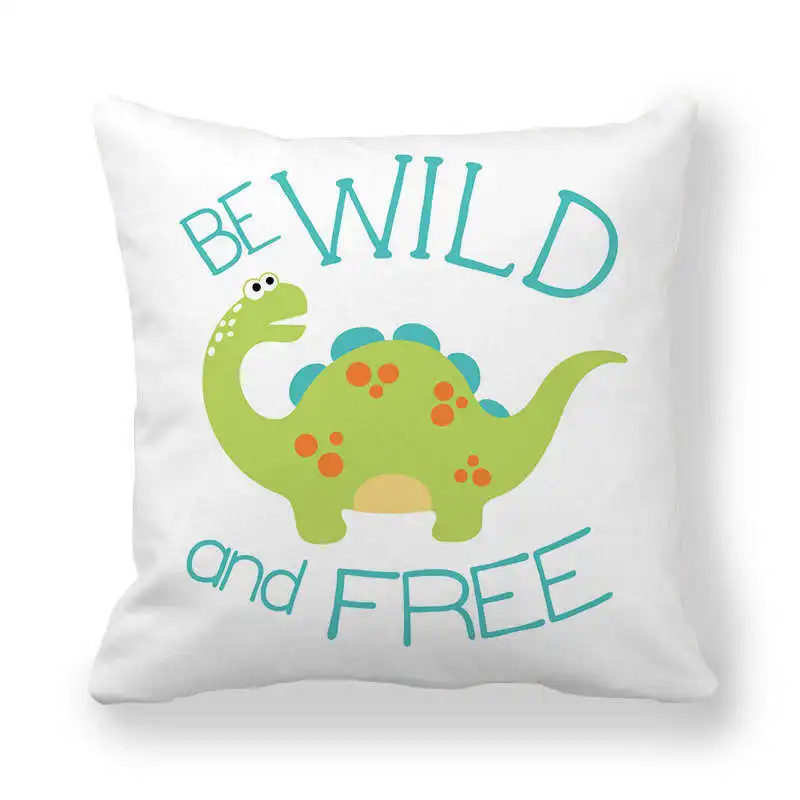 Cute Funny Dinosaurs Cartoon Print Children Pillow Cover Hot Kids Room Decorative Cushion Cover Modern Simple Sofa Throw Pillows