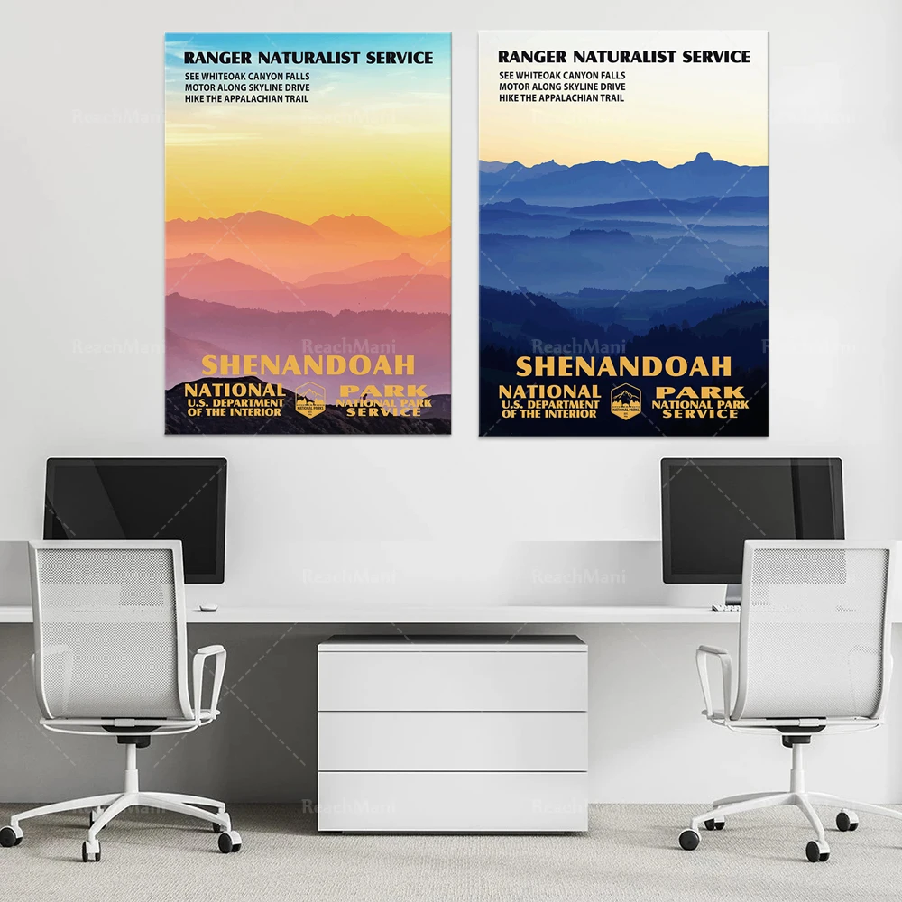 Shenandoah National Park 2-Piece Poster Set, National Park Art, Camping and Hiking Art, Appalachian Trail Art, Virginia