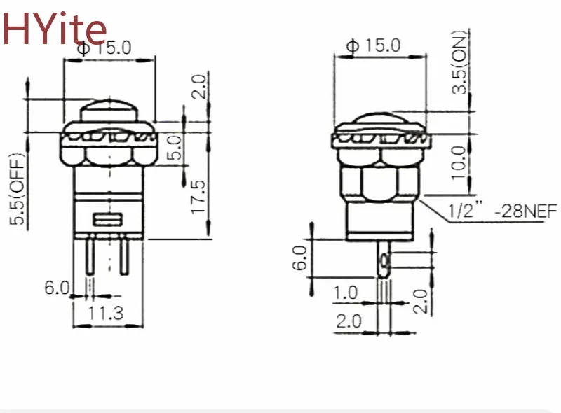 6pcs 12mm Lock Latching OFF- ON Push Button Switch Maintained Fixed Pushbutton Switches DS-428