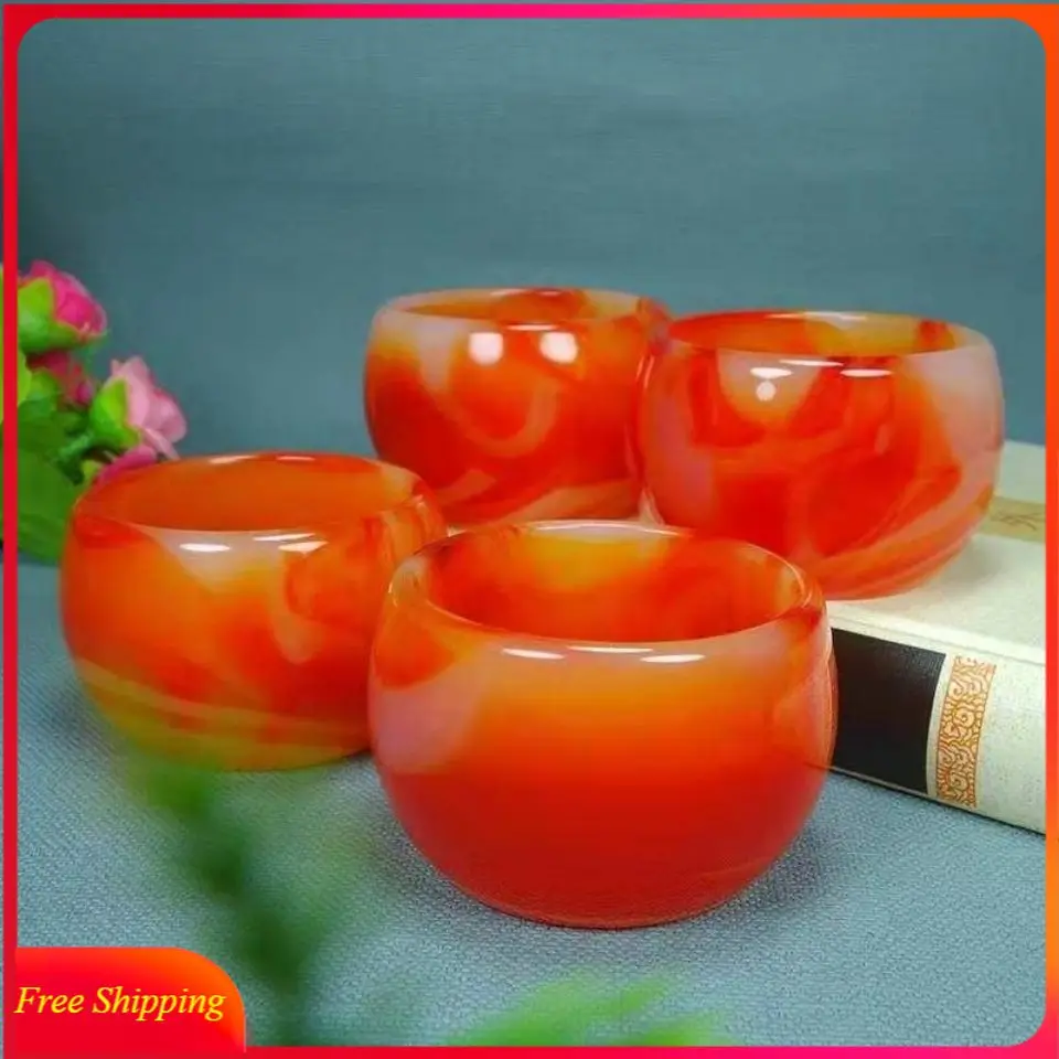 Red Agate Jade Tea Cup Wine Glass Kung Fu Tea Set Health High-end Tea Cup Single Master Cup Water Glass Wine Glass Jade Bowl