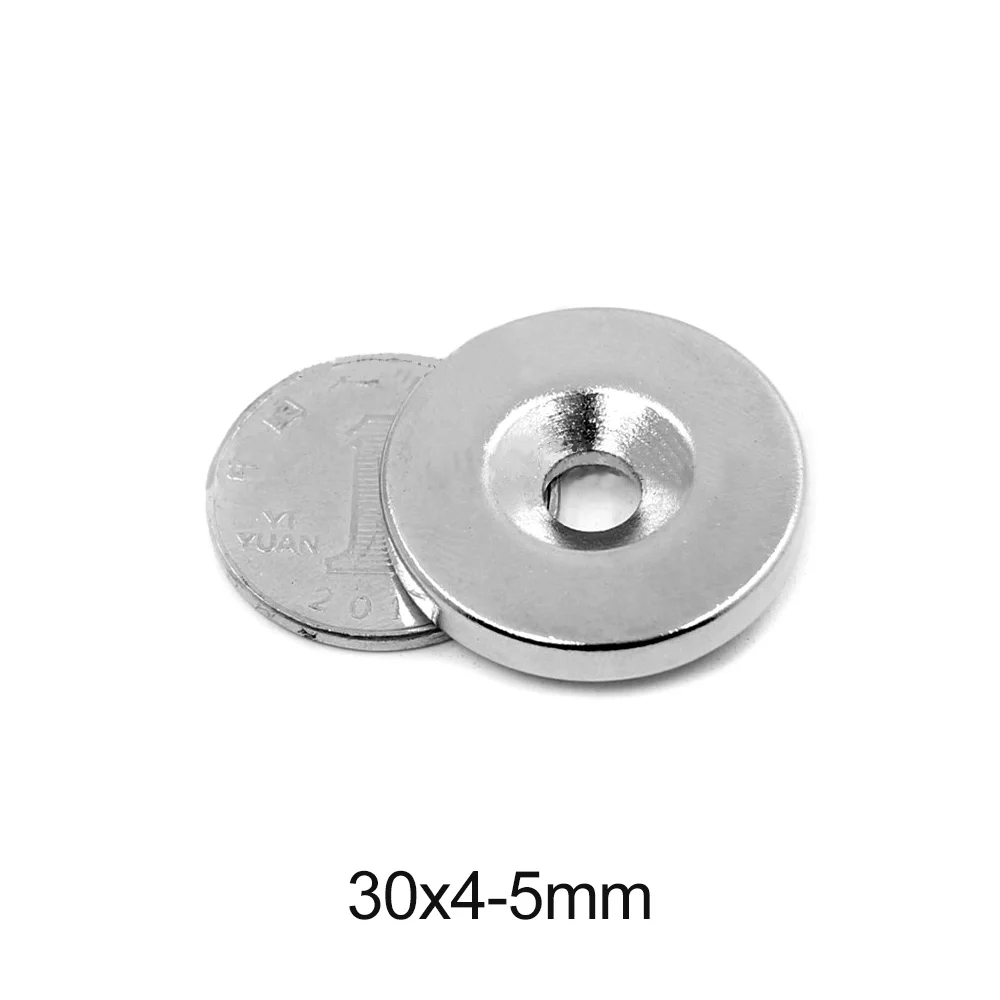 1/2/5/10/15/20PCS 30x4-5 Round Rare Earth Neodymium Magnet 30*4 mm Hole 5mm 30x4 Disc Countersunk Strong Magnet 30x4-5mm 30*4-5