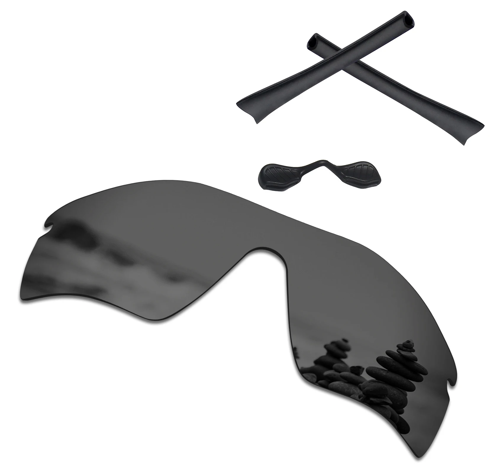 

SmartVLT Black Chrome Polarized Replacement Lenses and Black Rubber Kit for Oakley Radar Path Sunglasses