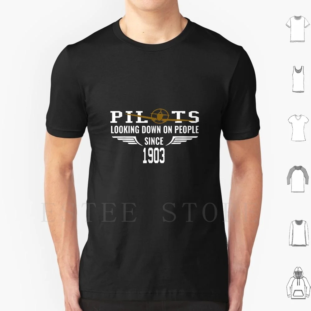 Airplane Pilot Looking Down On People Since 1903 Tee T Shirt Cotton Men DIY Print Airplane Pilot Flying People Airplanes Funny