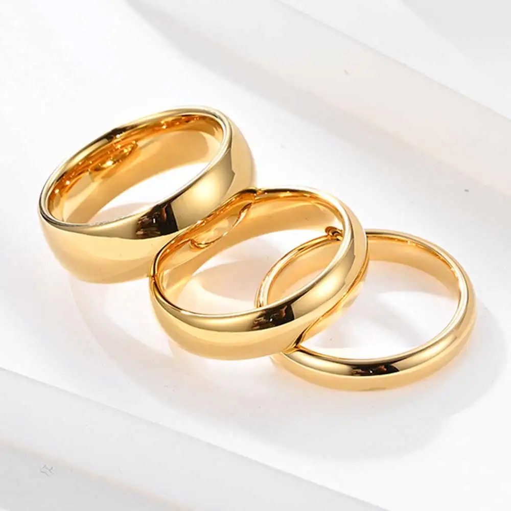 JHSL 4mm/6mm/8mm Tungsten Rings Men Gold Color Fashion Man Male Jewelry Christmas Gift wholesale Size 5 6 7 8 9 10 11 12 13