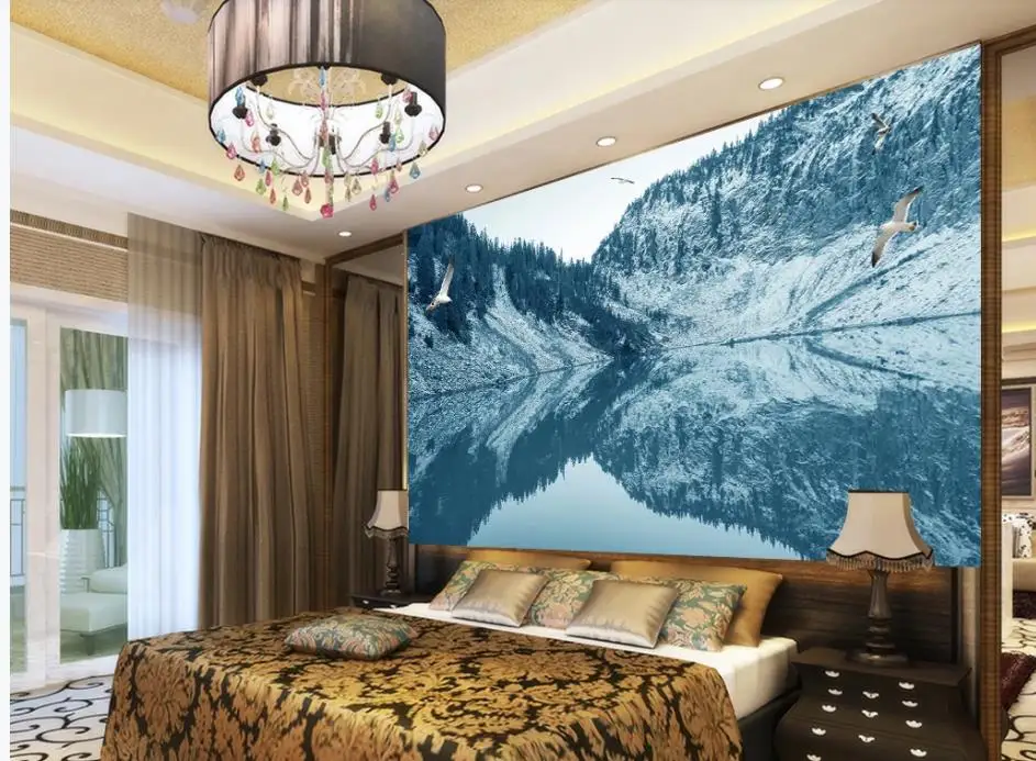 

3d murals wallpaper for living room Fantasy landscape lake light mountain scenery tv background wall decoration painting