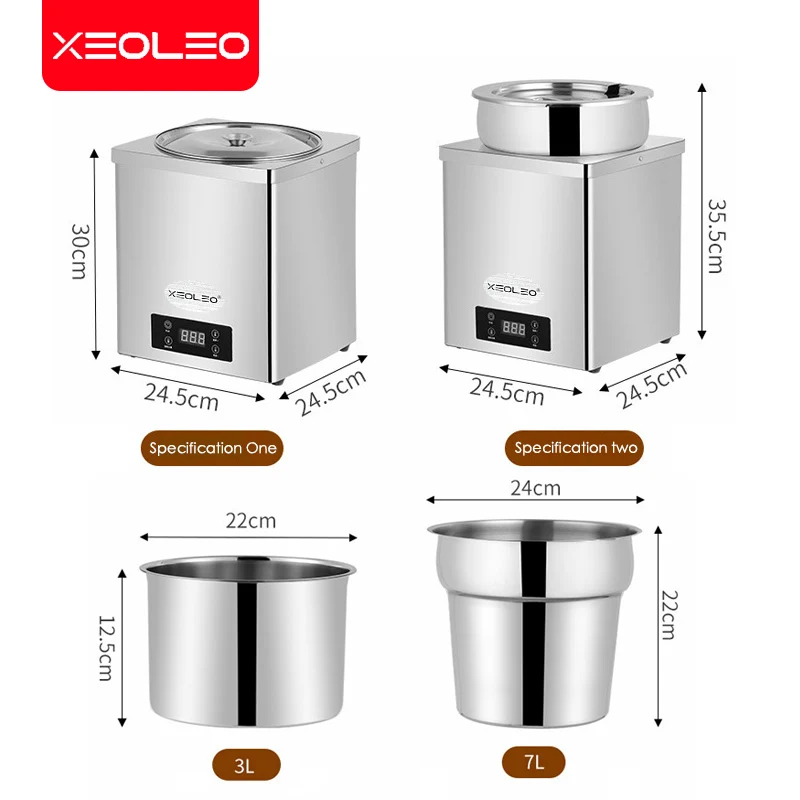 Xeoleo 3L หม้อต้มไข่มุกสำหรับการค้าหม้อต้มไข่มุกทรงกลมทำจากสเตนเลสสตีลสำหรับชาไข่มุกทาโร่หม้ออาหารสาคู