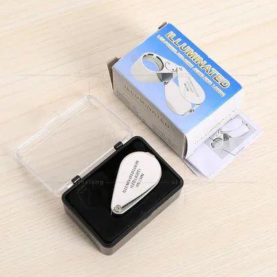 30X Metal Frame Optical Lens HD Jewelry Jade Antique Led Folding Magnifying Glass with Light