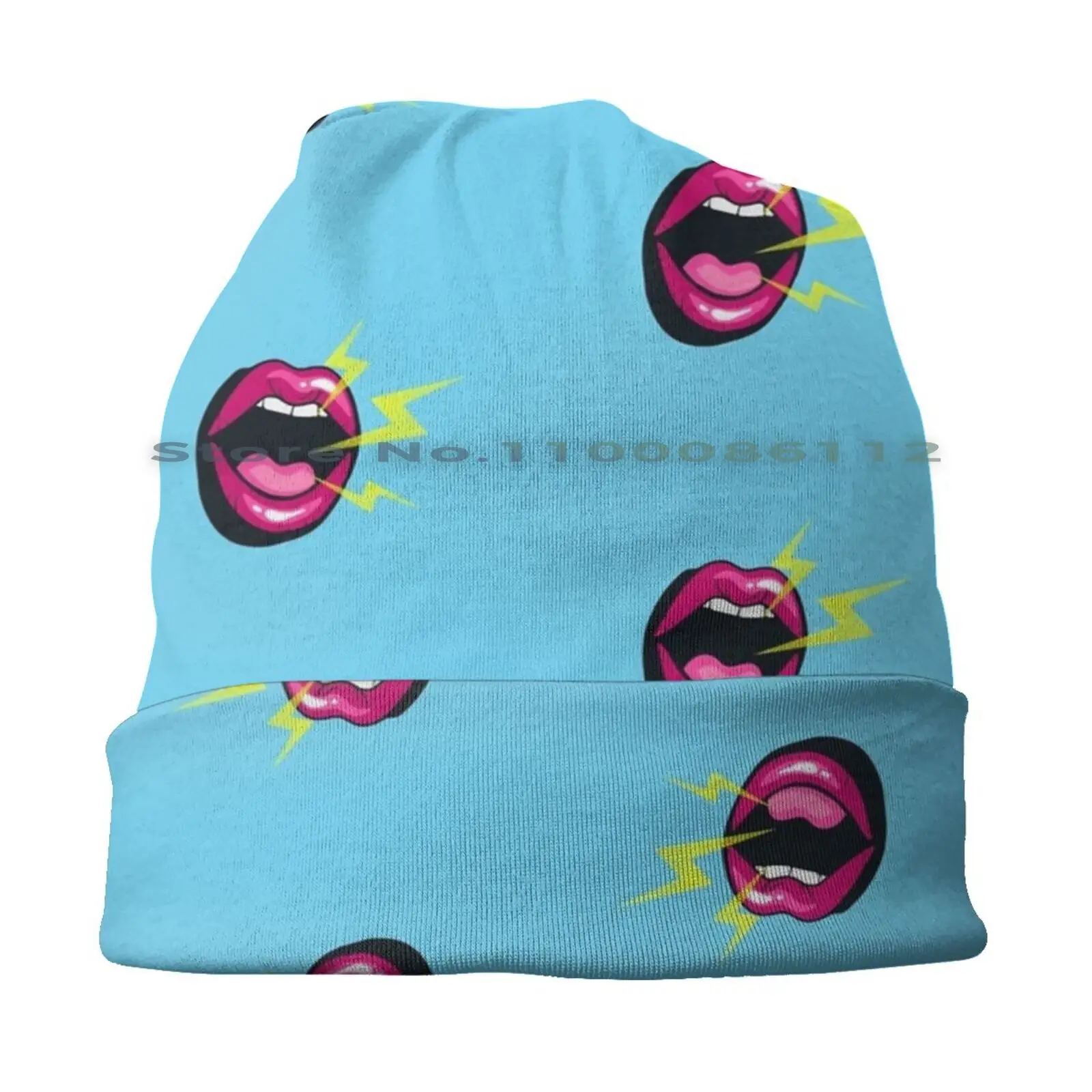 Pop Art Lips Bucket Hat Sun Cap Pop Art Feminist Lips Screaming Chatting Foldable Outdoor Fisherman Hat