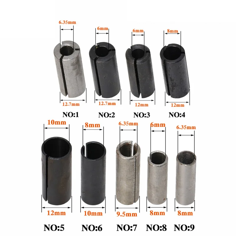 1PC CNC Router Bit High Precision Adapter Collet Milling Cutter Tool Adapters Holder 6mm 6.35mm 8mm 10mm 12mm 12.7mm