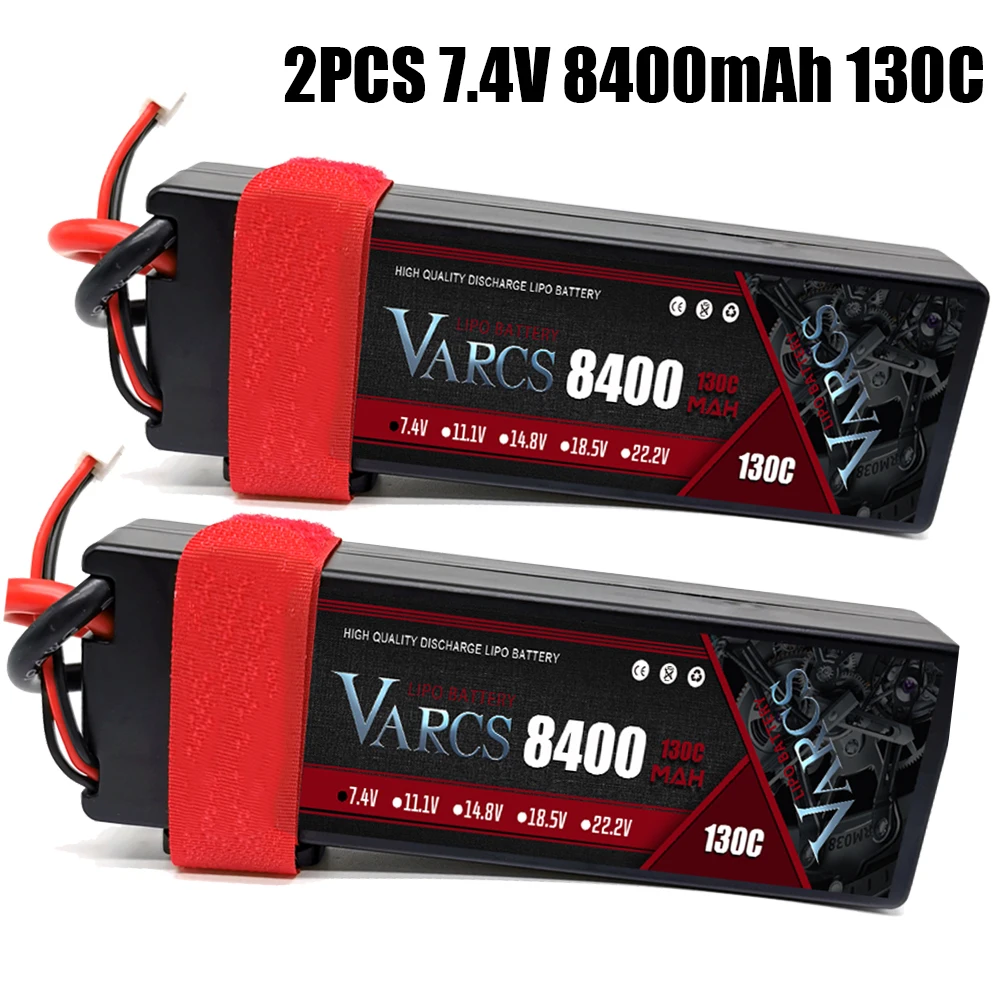 

2PCS VARCS Lipo Batteries 2S 7.4V 8400mAh 130C/260C HardCase for RC 1/8 /10 Car Off-Road Buggy Truck Boats Drone salash Parts