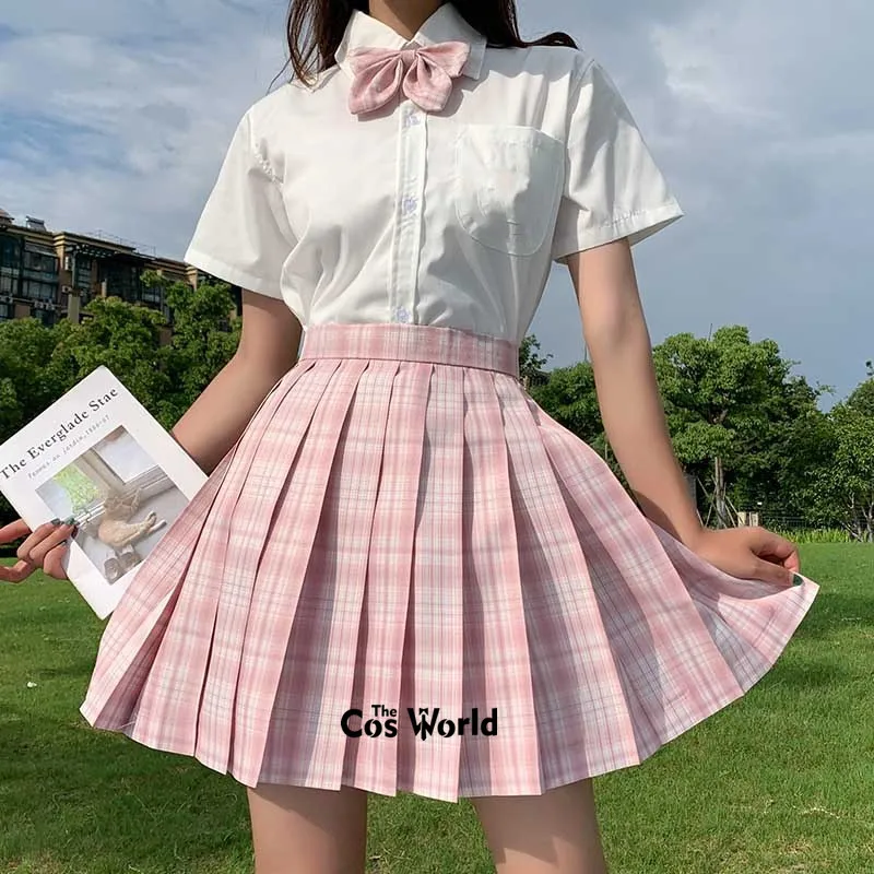 Falda plisada a cuadros de cintura alta para niña japonesa, uniforme escolar JK, ropa para estudiantes, Verano