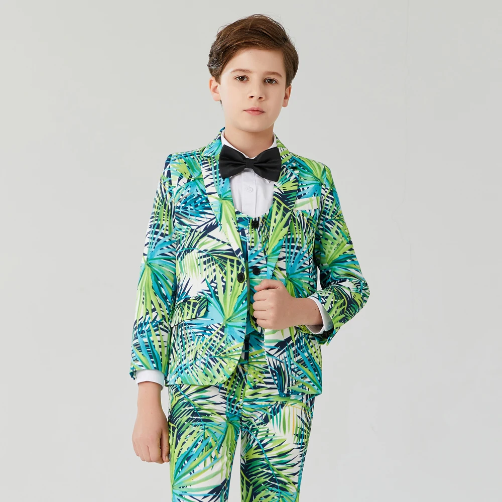 

New Kids Wedding Suit Sets For Flower Boys Child Formal Tuxedos Dress Outfits Boys Blazer Vest Pants Bowtie Clothing Set