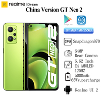 New Realme GT Neo 2 Snapdragon 870 5G Octa Core 6.62 Inch Super AMOLED 120Hz 64MP Camera 5000mAh 65W Fast Charge NFC
