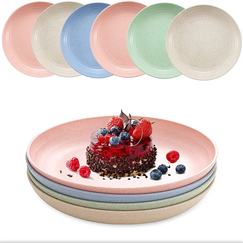 6pcs Pack Wheat Straw Deep Dinner Plates Microwave and Dishwasher Safe Lightweight Unbreakable Sturdy Dinner Dishes  15/20/25cm