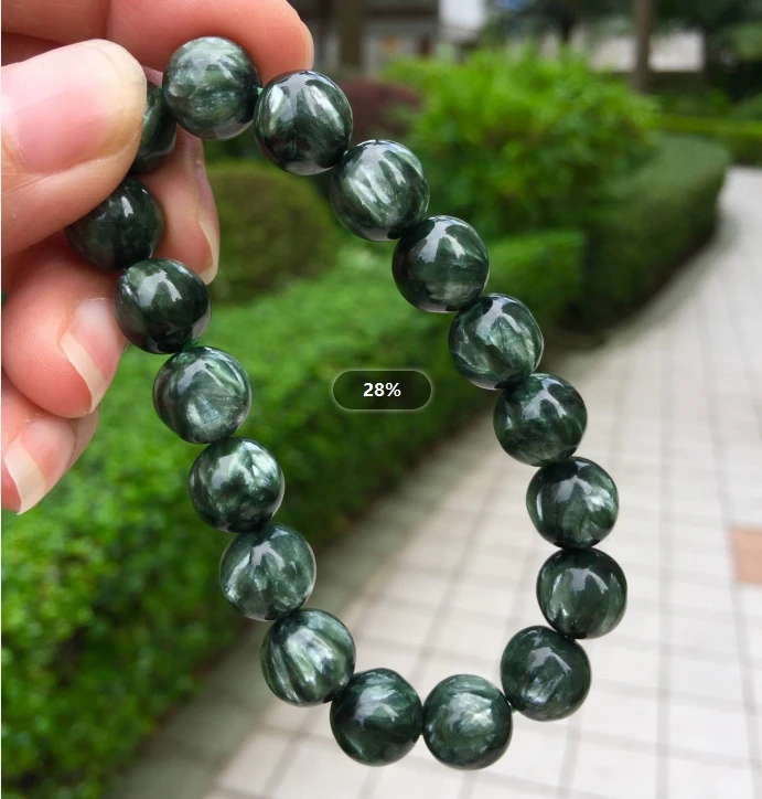 Natural Green Seraphinite Round Beads Bracelet Gemstone Women Men Seraphinite Crystal Bracelet 8mm 9mm 11mm 12mm 13mm 14mm AAAAA