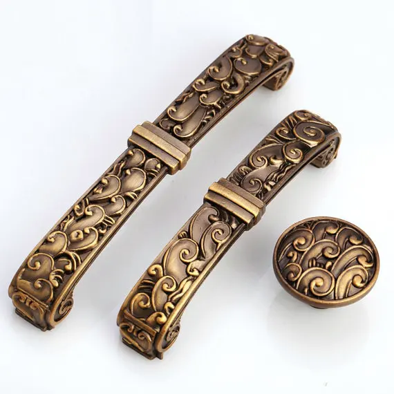 

3.75" 5" Antique Brass Dresser Handles Drawer Pulls Handles Knobs Cabinet Pulls Knob Retro Kitchen Hardware Handles 96 128mm