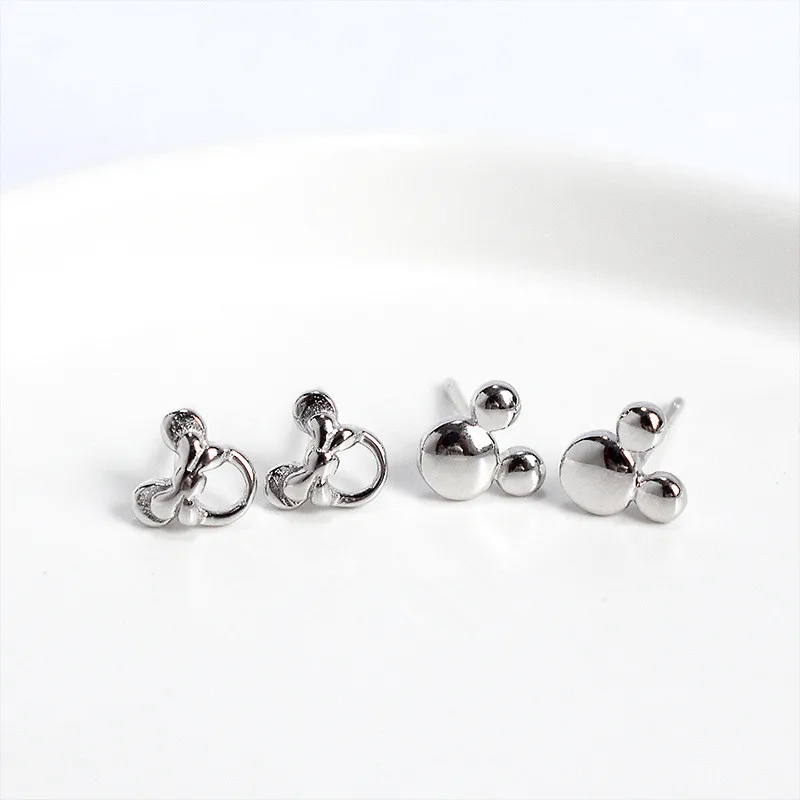 ying Vahine 100% 925 Sterling Silver Cartoon Mickey & Minnie Small Stud Earrings for Girls Kids Birthday Gifts