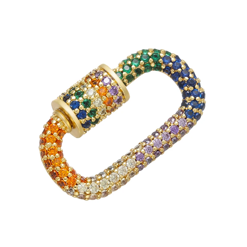 Pavé-Zirkonia 18K vergoldeter Karabinerverschluss DIY Schmuckzubehör für handgefertigte Halsketten- und Armbandkomponenten Schraubverschluss: VK106 – Detail 18