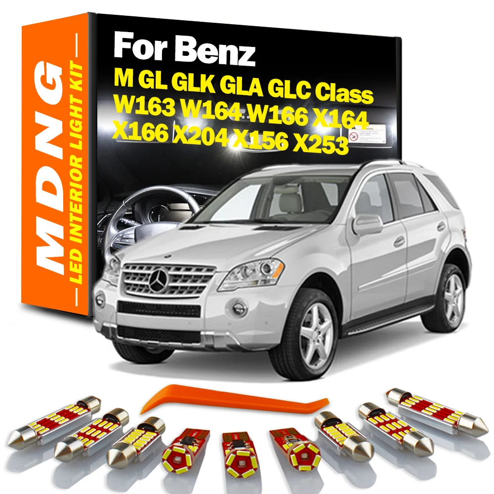 MDNG Canbus dla Mercedes Benz M GL GLK GLA GLC Class W163 W164 W166 X164 X166 X204 X156 X253 Zestaw oświetlenia wnętrza samochodu LED Dome Map Light