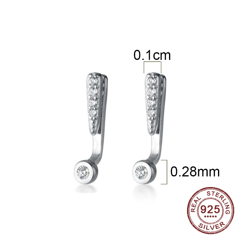 Fashion Real 925 Silver Question & Exclamation Mark Big Earrings For Women Lady's Club Stud Earrings Fine Silver Jewelry