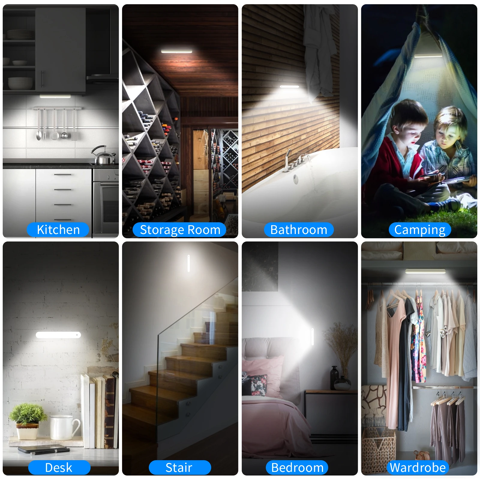 Night Light With Motion Sensor Light LED Night Lamp USB Rechargeable Nightlight Child For Bedroom Kitchen Backlight For Cabinets