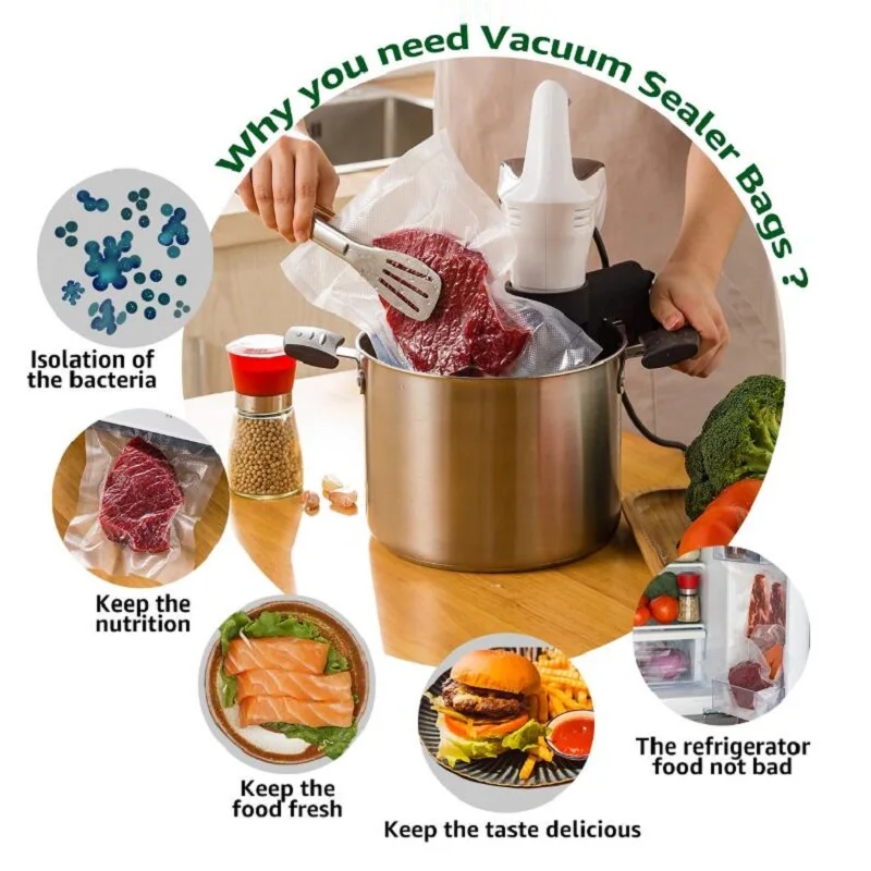 Пакеты для вакуумной упаковки, 15/20/25 см х 500 см, 1 рулон