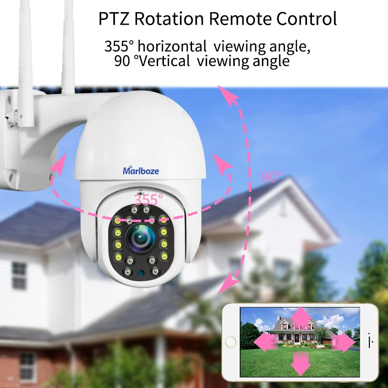 야외 와이파이 PTZ IP 카메라, 2MP 스피드 돔 IP 카메라, 야외 보안 방수 CCTV 카메라, Camhi 프로 앱, 최고 1080P