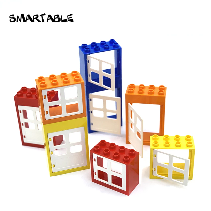 

Smartable Big Brick Doors And Windows Building Blocks Parts For House Compatible Major Brand Creative Toys For Kids 10 sets/Lot