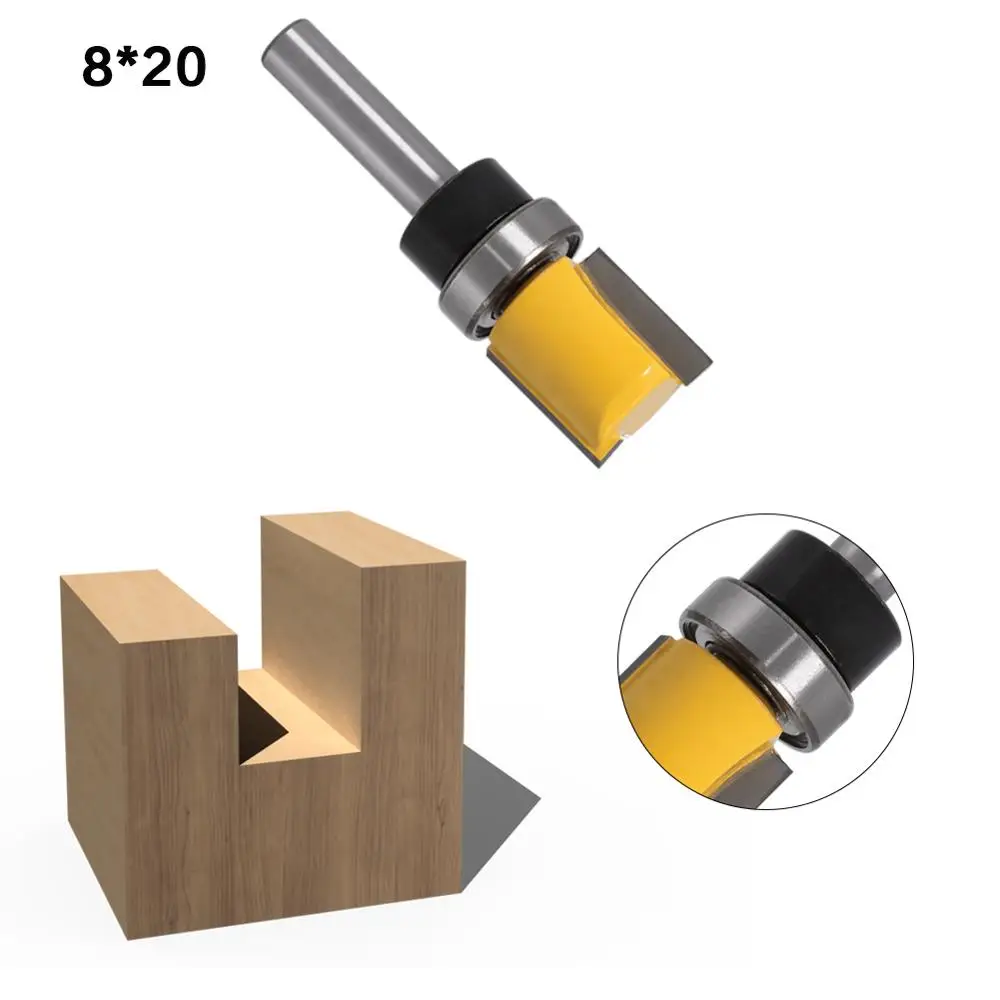 1PC 8mm Shank Template Trim Hinge Mortising Router Bit Straight end mill trimmer cleaning flush trim Tenon Cutter forWoodworking