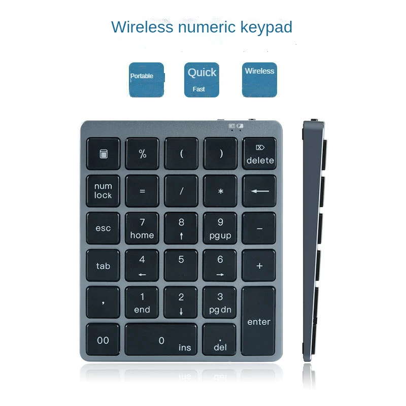 Rechargeable Wireless Bluetooth keyboard Numeric keyboard 28 Key Bluetooh+wired+Hub*2 Lightweight Aluminum Alloy for PC Laptops
