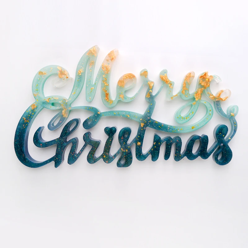 DIY Merry Christmas Letters Decoration Resin Silicone Mold Resin Christmas Mold Silicon Molds For Resin Art