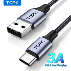 TOPK AN10 3A mikro USB tip C kablo telefon şarj cihazı USB kablosu hızlı hızlı telefon şarj kablosu Xiaomi Redmi için telefon aksesuarları