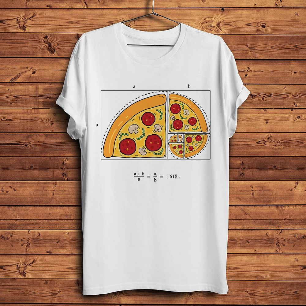 Fibonacci sequence The golden crust ratio Pizza funny geek t shirt men white casual tshirt unisex short sleeve streetwear tee