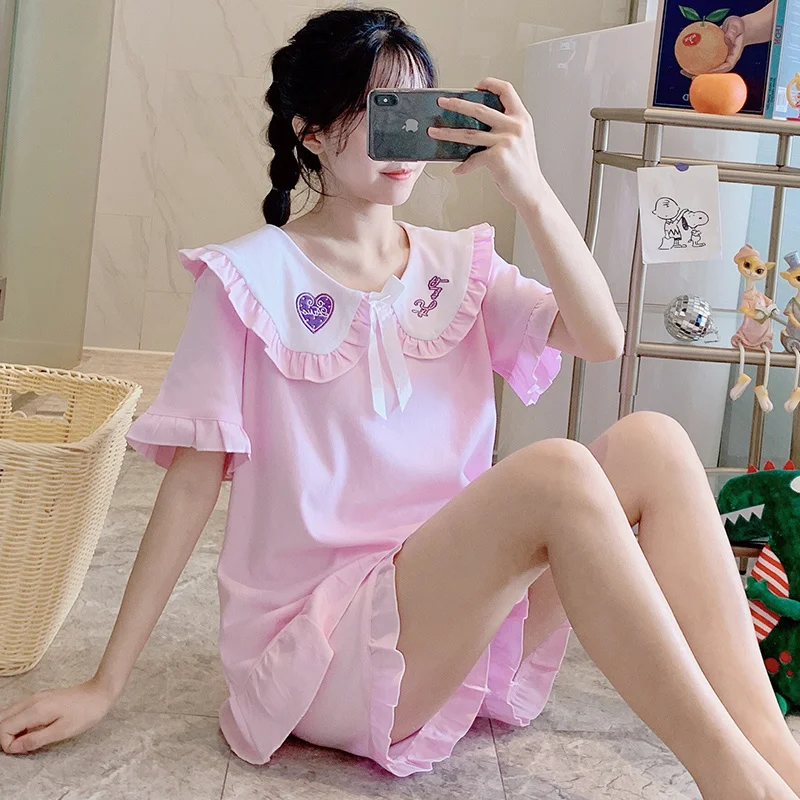 Pajama Sets Women Sleepwear Kawaii Japanese Style Summer Short Sleeve Tops Shorts Two Piece Set Loose Lounge Wear Pjs Woman New