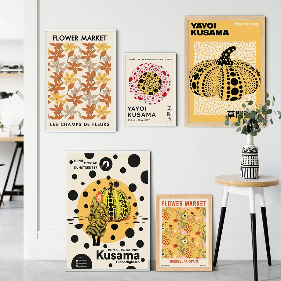 Wall Art Canvas Painting Yayoi Kusama Pumpkin Forever Soul Point Shapes Nordic Posters And Prints Wall Pictures For Living Room