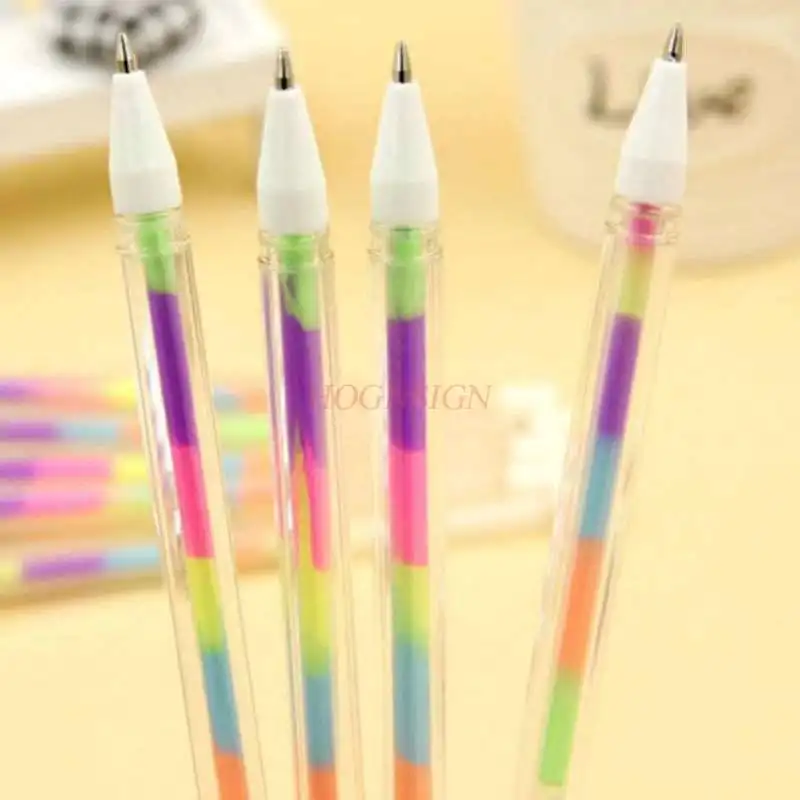 6pcs Creative Fun Fantasy Rainbow Pen 6 Color Water Chalk Highlighter Color Pen Exquisite Diamond Head Gel Pen