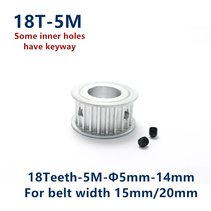 Arc tooth 18 Teeth HTD 5M Synchronous Timing Pulley Bore 5/6/6.35/8/10/12/14mm for Width 15/20mm HTD5M wheel 18Teeth 18T