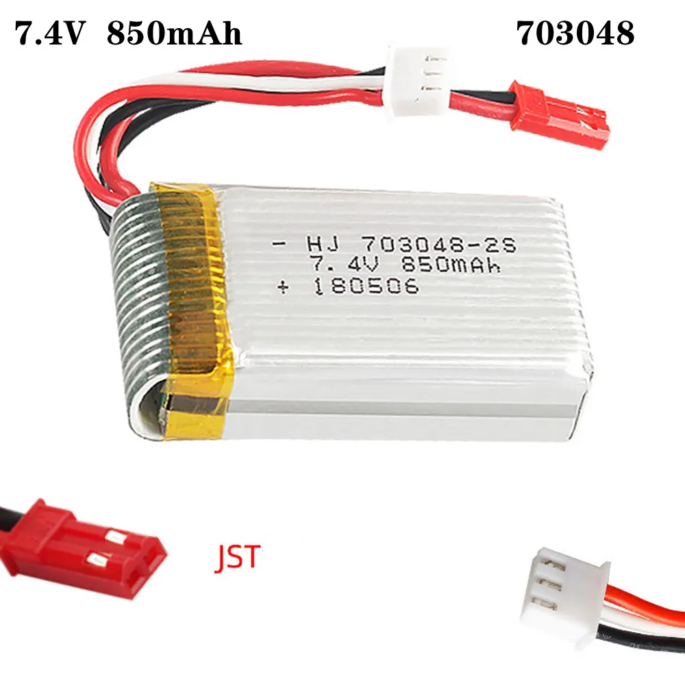 

2S 7.4V 850mAH 703048 Lipo Battery For Udi U829A U829X MJXRC X600 Hengqi 907 Remote Control Plane 7.4 V 850mAH 20C With JST Plug